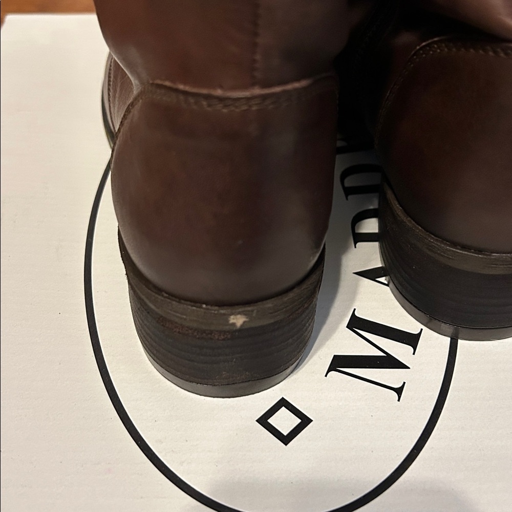 Steve Madden Leader Brown Leather Side Zip Lace Up Boot. Size 9. NIB - Picture 9 of 16